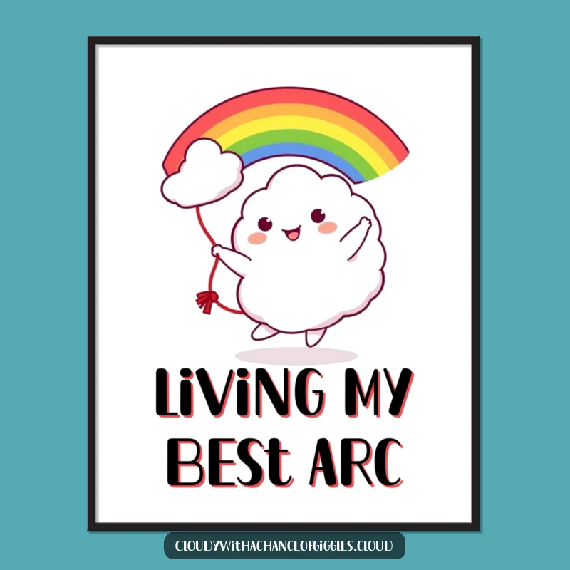 Printable Funny Cloud Rainbow Jump Rope Art: Instant Joyful Decor, Cute Funny Gift