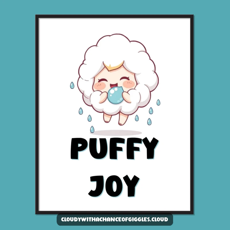 Funny Cloud Child Digital Print: Giggling raindrop art, an instant funny gift of cheer!