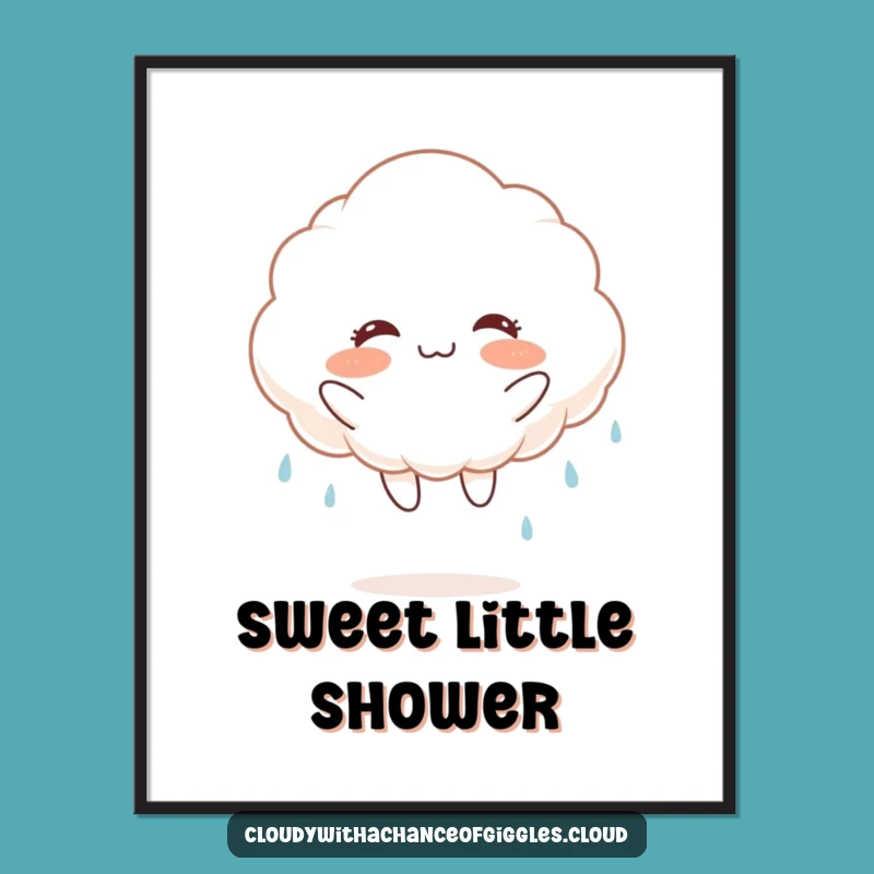 Funny Joyful Rain Cloud Digital Art: Instant Cheerful Vibes for Your Walls