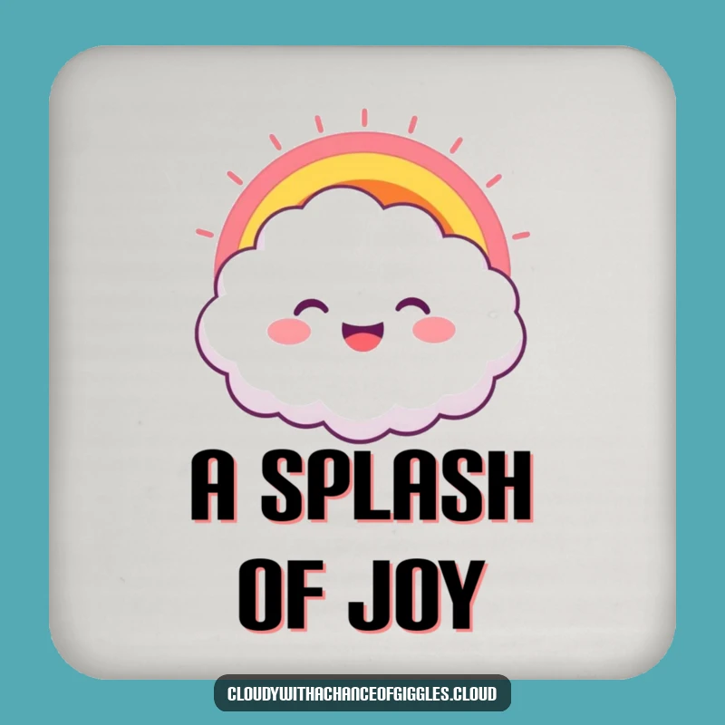 Funny Cloud Rainbow Grin Coaster: Protect Surfaces with Bursting Joyful Humor