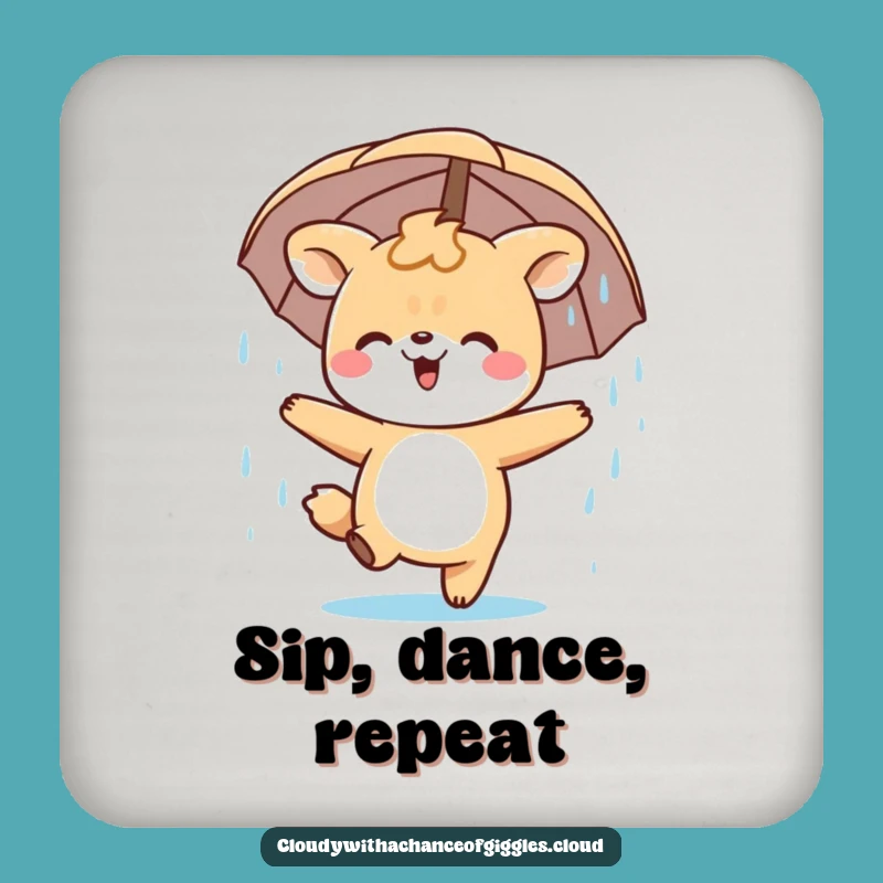 Funny Animal Rain Dance Coaster Set: Protect Surfaces with Art, Great Funny Gift