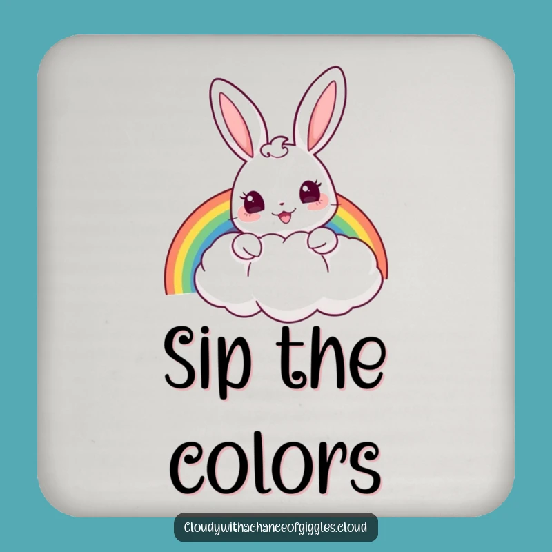 Funny Bunny Rainbow Coaster - Protect Surfaces with Magic, Gift