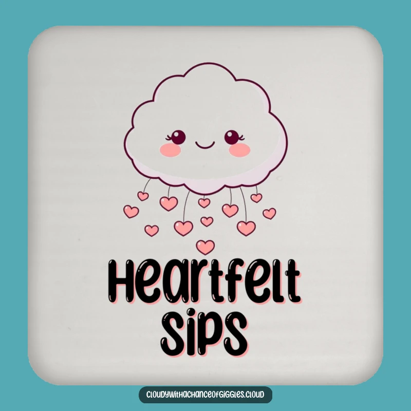 Funny Cloud Heart Rain Coaster: Protect Surfaces, Happy Face Drink Decor Gift!