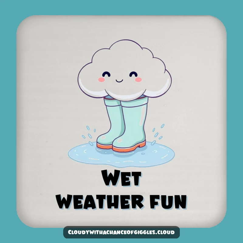 Funny Cloud Rain Boots Drink Coaster - Protect Surfaces with Humorous Flair!