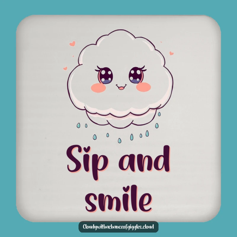 Funny Cloud Smiles Coaster Set: Protect Surfaces with Kawaii Art, Great Funny Gift