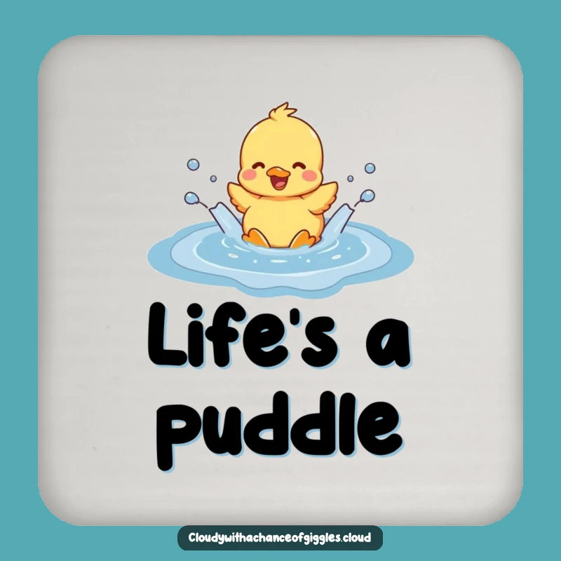 Funny Duckling Cloud Puddle Coaster: Protect Surfaces with Joyful Humor, Gift