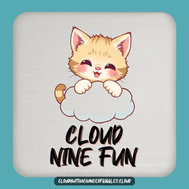 Funny Kitten Cloud Coaster - Protect Surfaces with Playful Charm