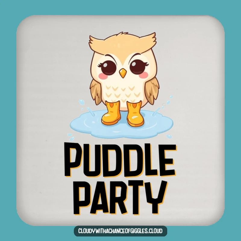 Funny Owl Rain Boots Coaster - Protect Surfaces with Whimsical Charm