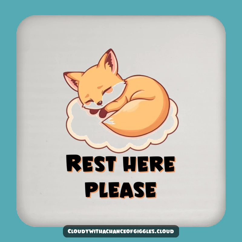 Funny Sleepy Fox Cloud Drink Coaster: Protect Surfaces with Humor