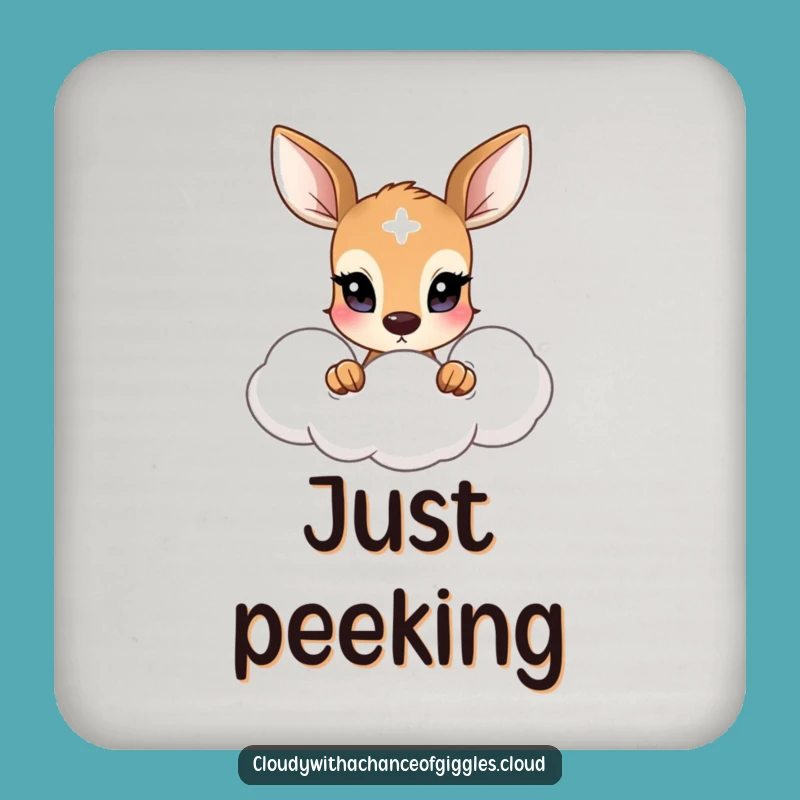 Funny Shy Deer Coaster: Gentle Cloud Art, Perfect Funny Accessory
