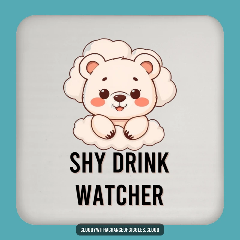 Funny Bear Cub Cloud Peek Coaster - Protect Surfaces Playfully!