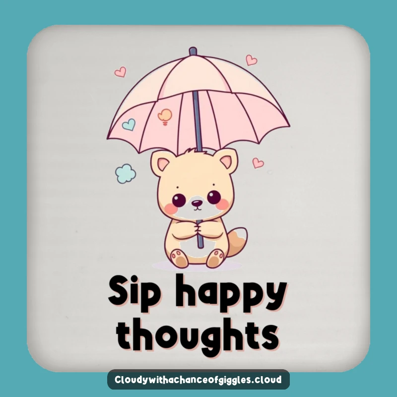 Funny Animal Happy Thoughts Umbrella Coaster: Protect Surfaces with Joy