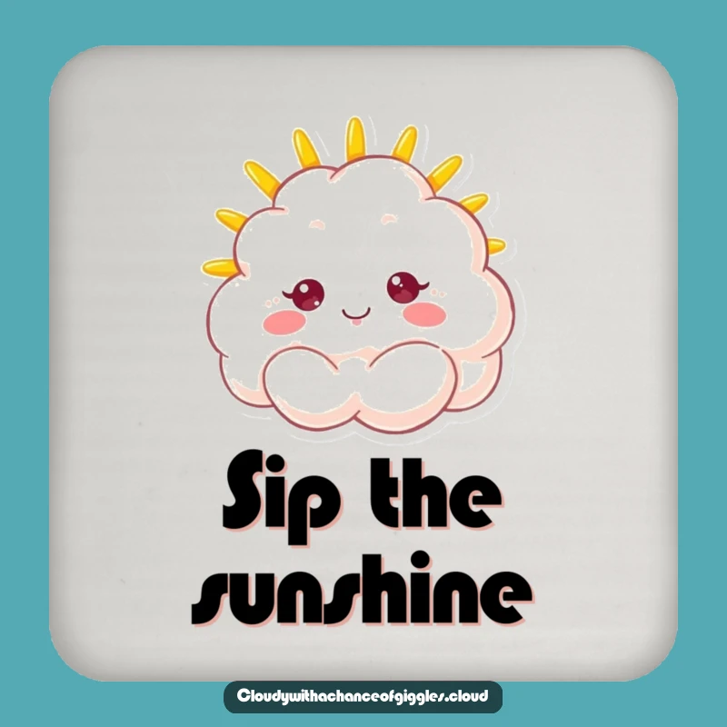 Funny Sunshine Cloud Drink Coaster: Fluffy Character's Beaming Face Table Protection Gift