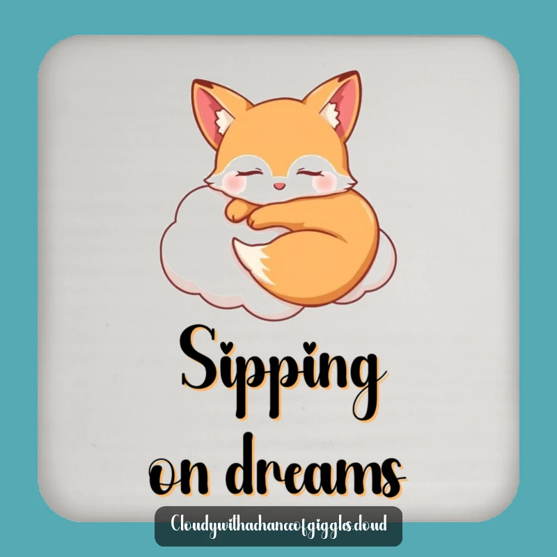 Funny Sleepy Fox Cloud Coaster - Hilarious Protection for Surfaces