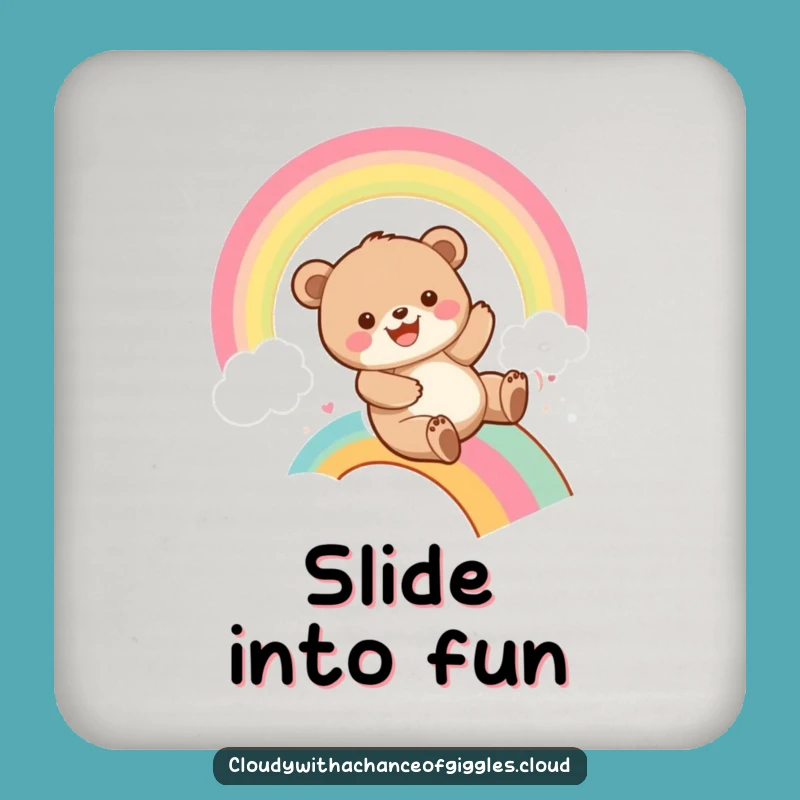 Funny Bear Cub Rainbow Slide Coaster: Protect Surfaces with Playful Humor, Gift