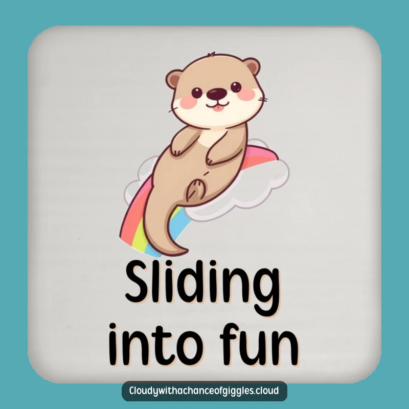 Funny Otter Rainbow Drink Coasters: Protect Surfaces with Cartoon Joy