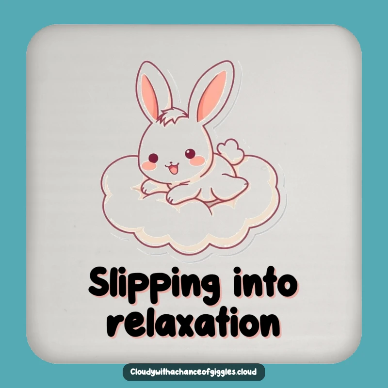Funny Bunny Cloud Coaster: Cheerful Slider Drink Saver, Perfect Funny Gift