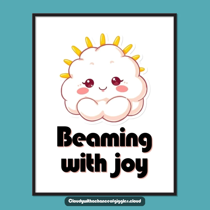 Funny Sunshine Cloud Poster: Fluffy Character's Bright Smile Hilarious Art Gift