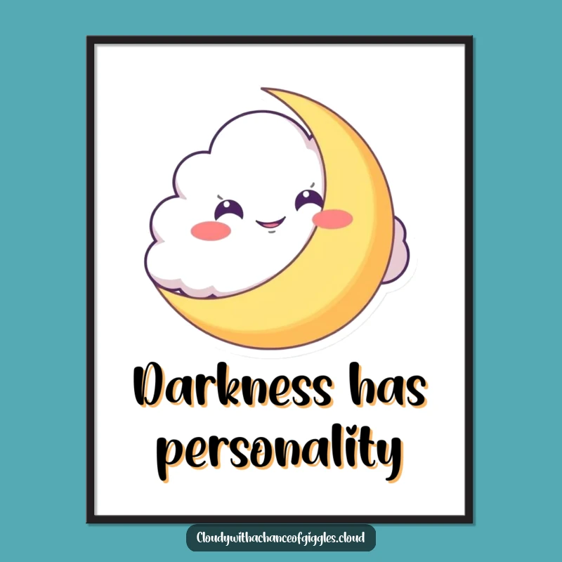 Funny Mischievous Cloud Art Print - Hilarious Moon Peek Decor