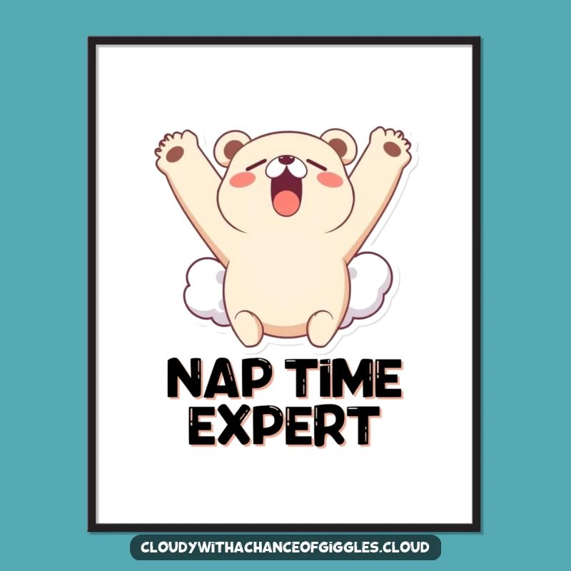 Funny Bear Cloud Yawn Poster: Add Sleepy Charm to Your Wall Decor