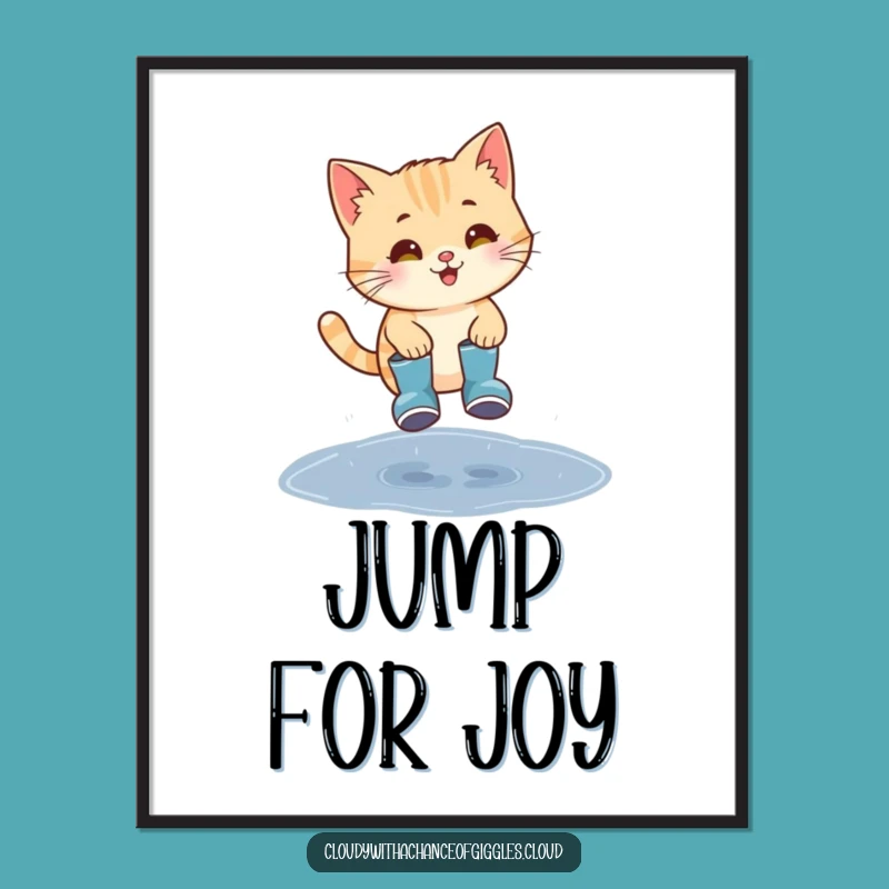 Funny Cat Rain Boots Poster: Cheerful & Hilarious Wall Art Gift