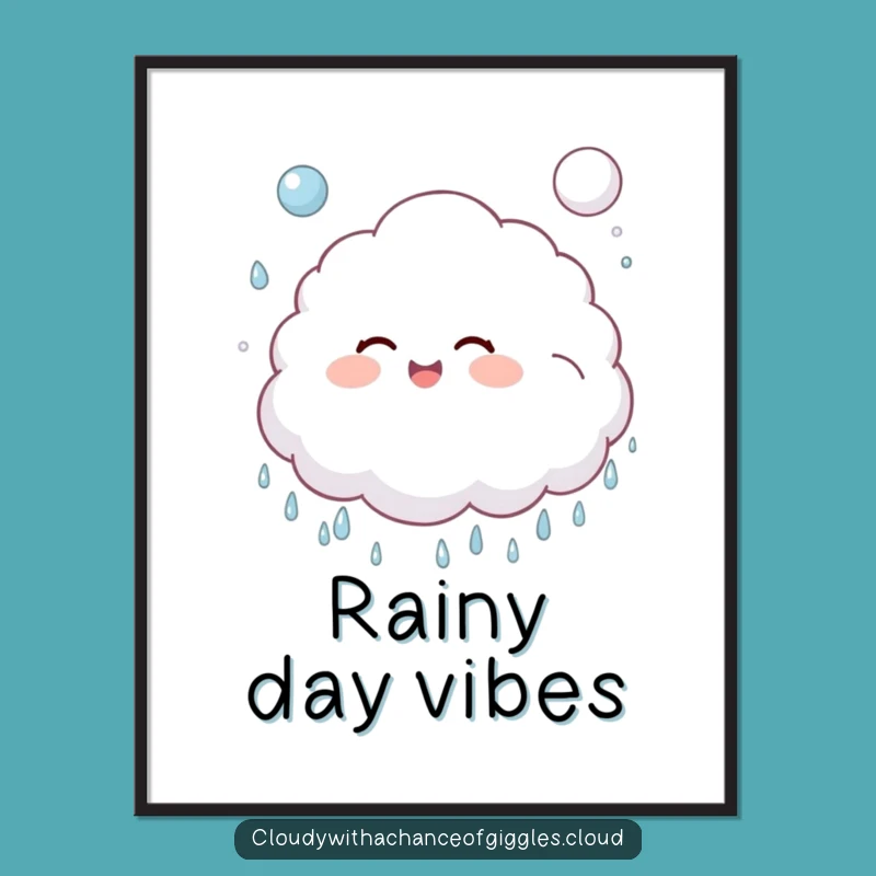 Funny Cloud Child Raindrop Poster - Cheerful Wall Art Gift!