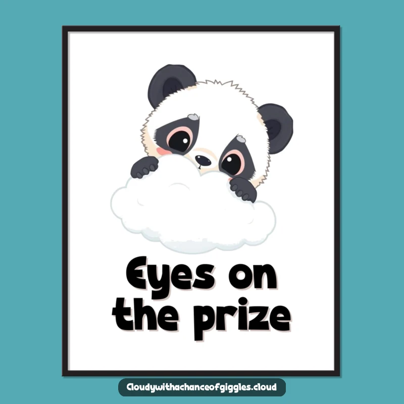Funny Panda Cloud Poster: Wide-Eyed Cub Art, Excellent Funny Gift for Decor