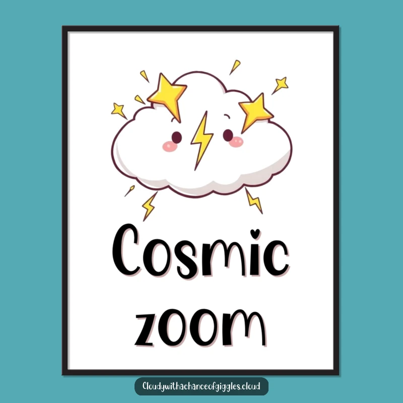 Funny Star Lightning Cloud Poster: Decorate with Cosmic Energy - Hilarious Art Gift!
