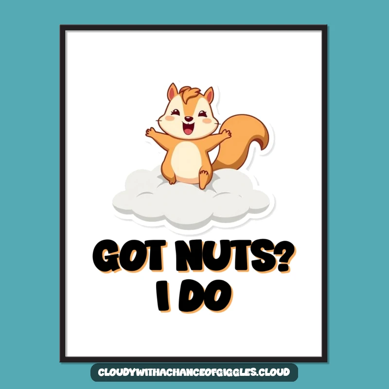 Funny Squirrel Cloud Poster: Silly Leaper Art, Excellent Funny Gift for Walls