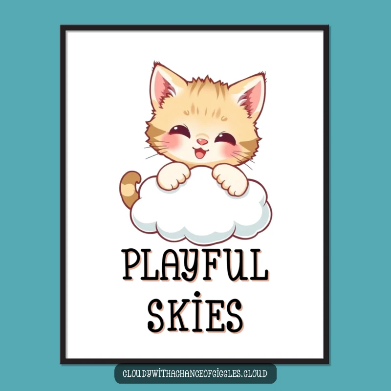 Funny Kitten Cloud Dreams Poster - Adorable Wall Art for Cat Lovers