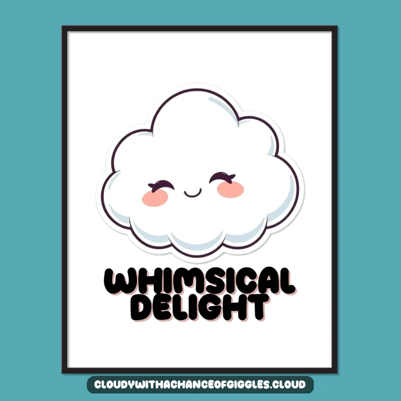 Funny Cloud Wink Poster - Whimsical Wall Art for a Smile-Inducing Space!