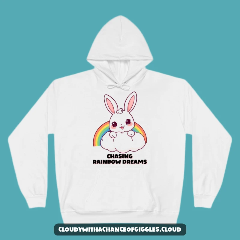 Funny Bunny Rainbow Hoodie - Cozy Magic, Cloud Peek, Perfect Present