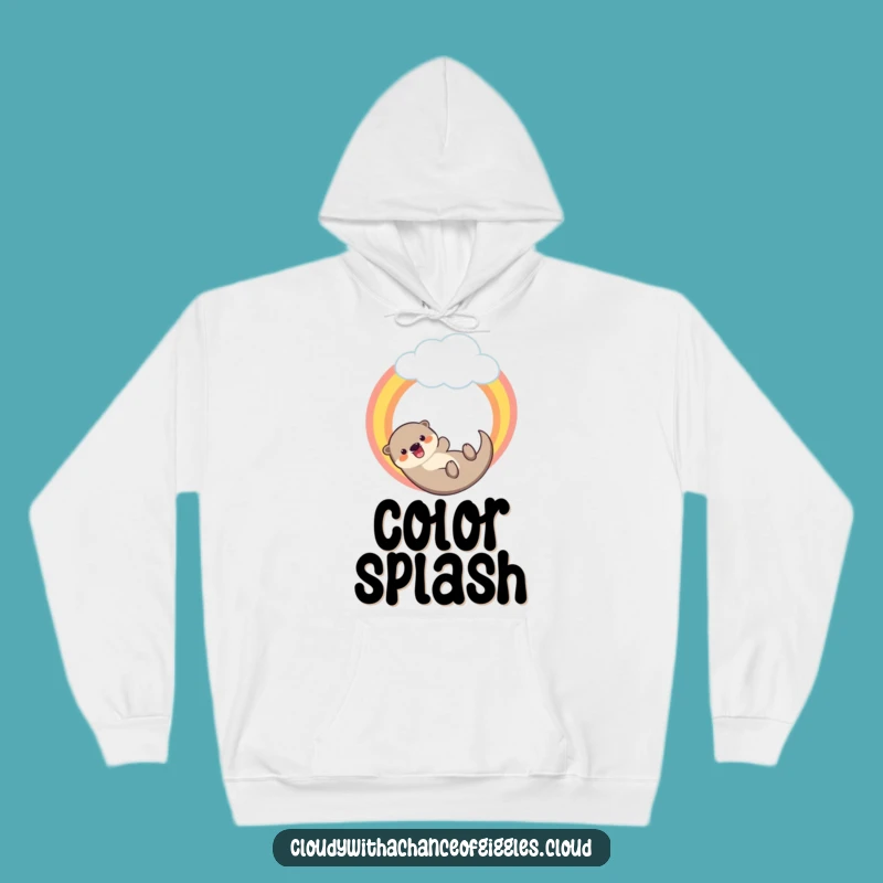 Funny Otter Rainbow Glide Hoodie - Cozy Comfort for Playful Souls