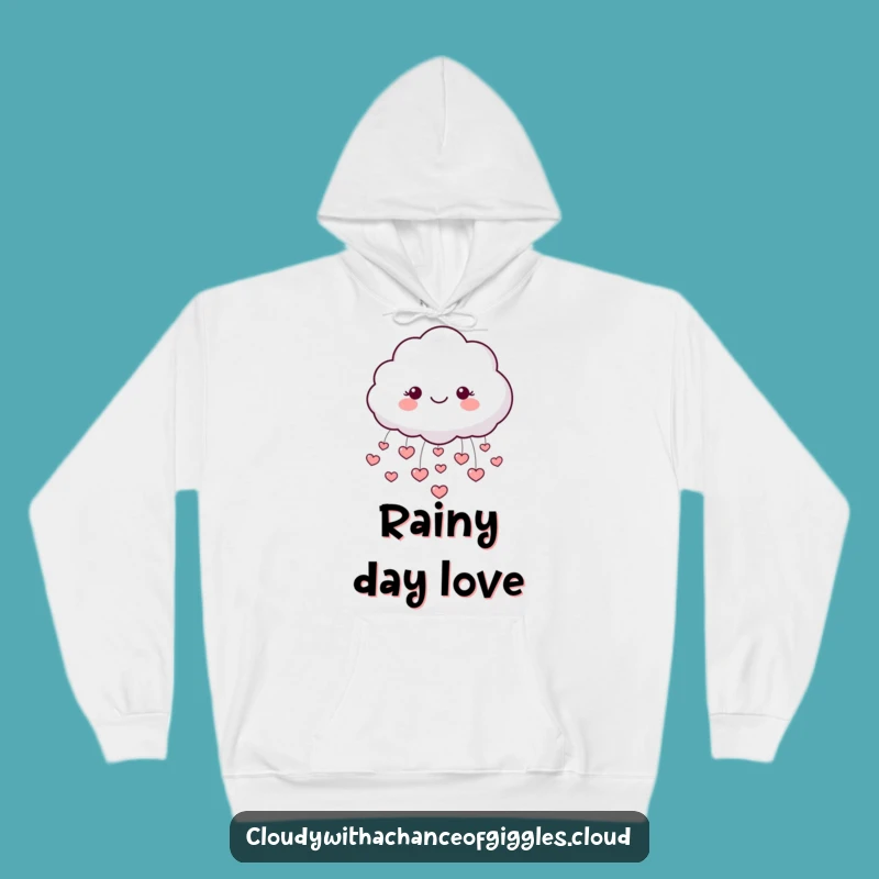 Funny Cloud Heart Rain Hoodie: Cozy Comfort, Adorable Happy Face Hoodie Gift!