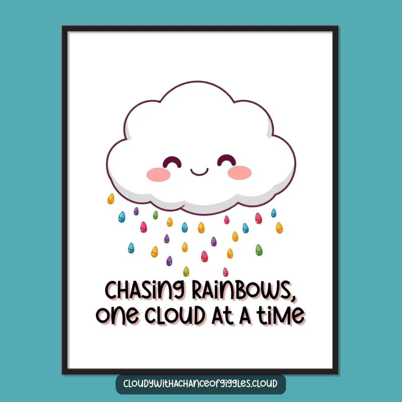 Free Printable Kawaii Cloud Rain Art - Funny Humorous Downloadable Wall Decor
