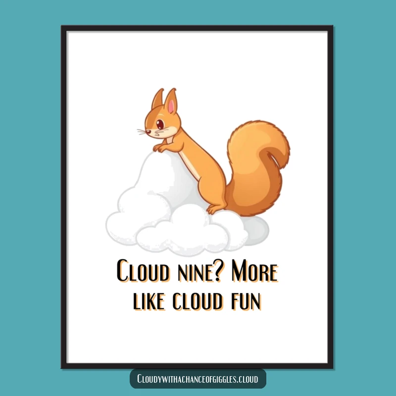 Free Printable Wall Art: Squirrel Cloud Mountain, Funny Downloadable Art for Whimsy