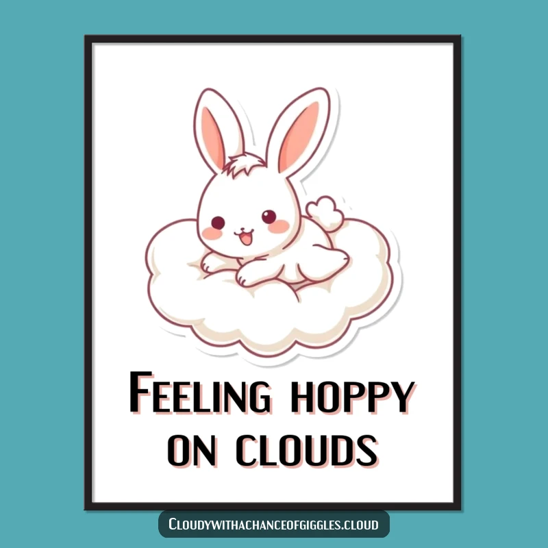 Funny Free Printable Wall Art: Playful Bunny Cloud - Cute Downloadable Decor!
