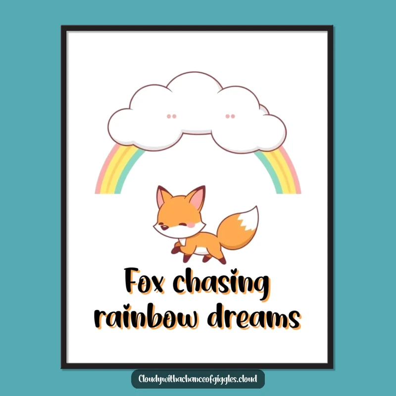 Free Printable Wall Art: Fox Rainbow Chase, Magical Downloadable Decor