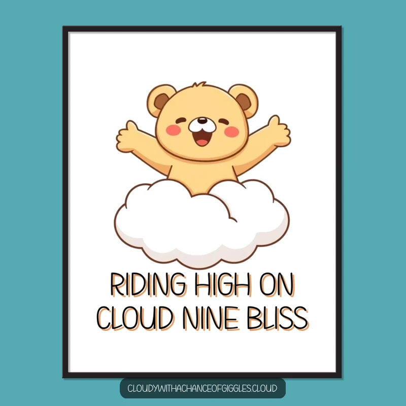 Free Printable Bear Cub Wall Art: Cloud Ride Downloadable Art for Dreamy Decor