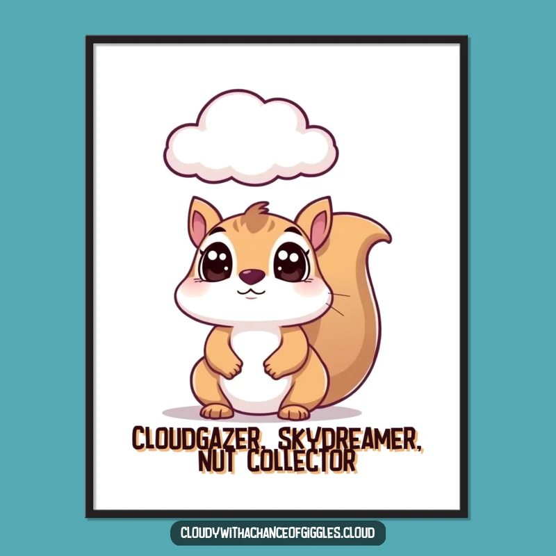 Free Printable Squirrel Wall Art: Whimsical Cloud Gaze, Funny Downloadable Decor for Your Home