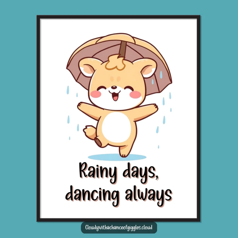 Free Printable Wall Art: Animal's Happy Rainy Dance - Whimsical Downloadable
