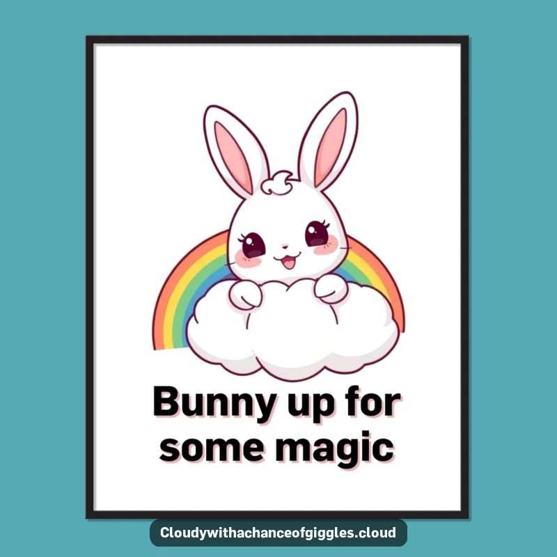 Free Printable Wall Art: Bunny and Rainbow for Whimsical Downloadable Decor