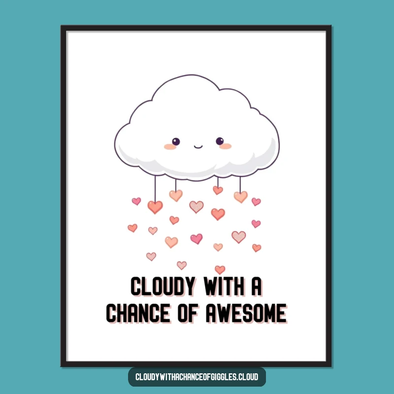Free Printable Wall Art: Cloud Raining Hearts Downloadable Decor