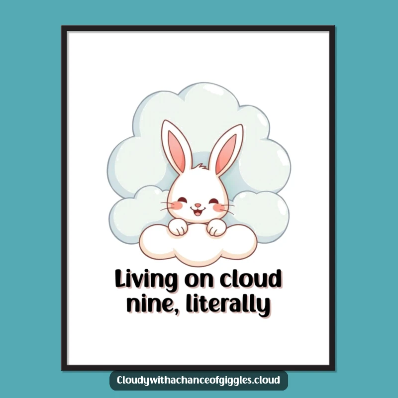 Free Printable Wall Art: Funny Bunny Cloud Art, Downloadable Nursery Decor, Whimsical & Humorous Piece