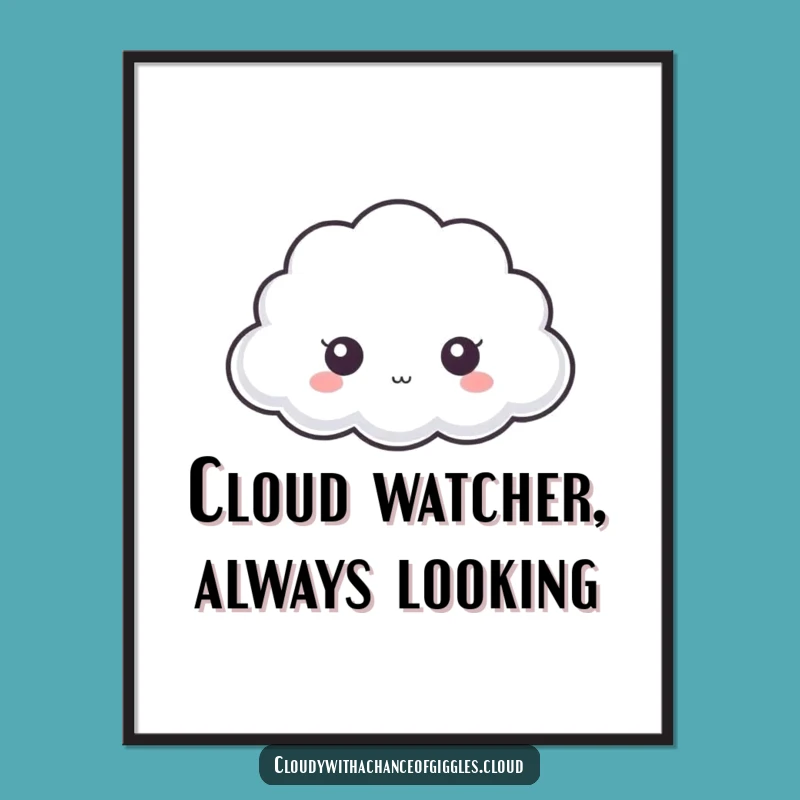 Free Printable Wall Art: Shy Cloud Peeking for Whimsical Decor
