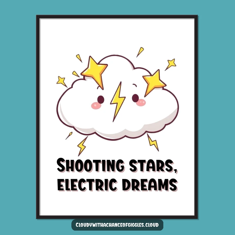 Free Printable Wall Art: Star Lightning Cloud for Energetic Decor