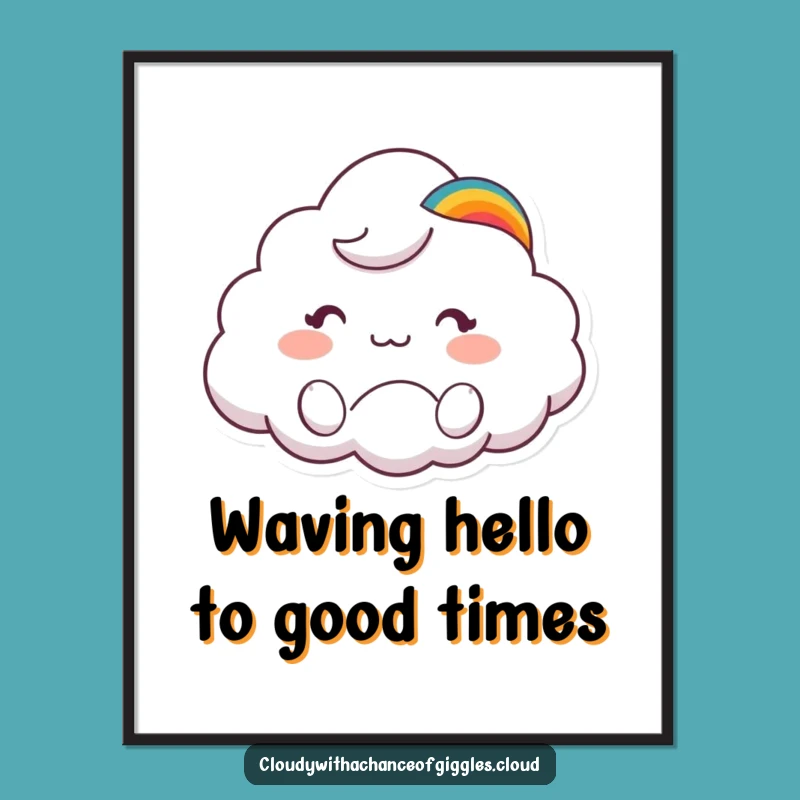 Funny Free Printable Wall Art: Cute Cloud Animal Rainbow Hat Decor
