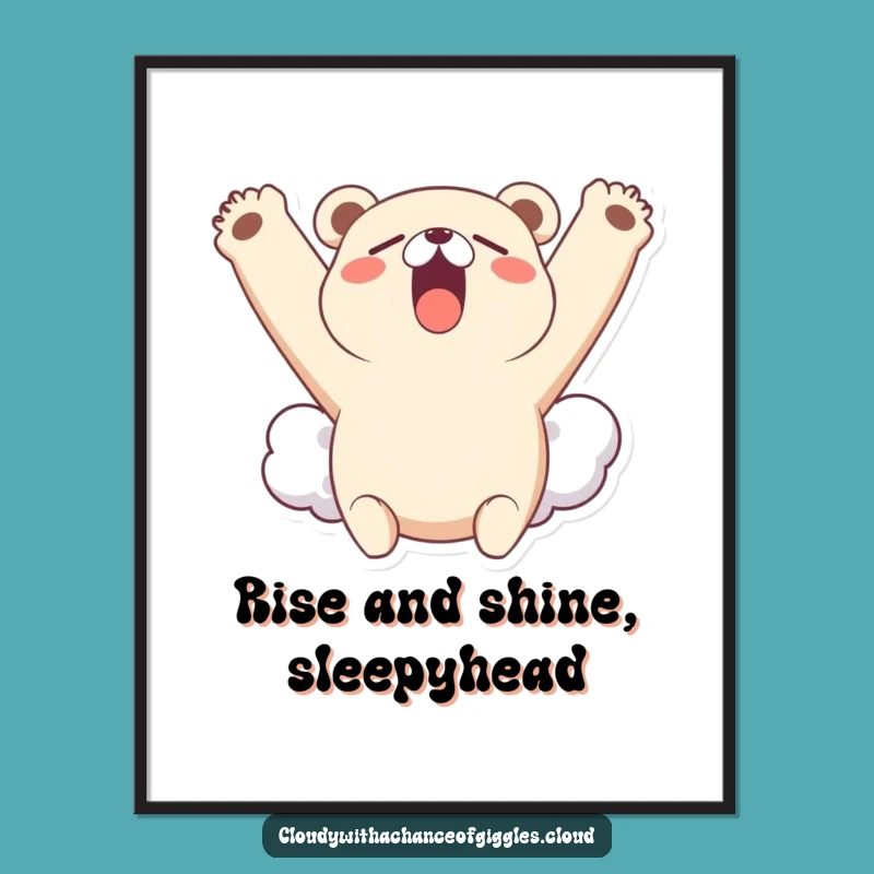 Funny Free Printable Wall Art: Sleepy Bear Cloud, Cozy Downloadable Art for a Relaxing Vibe