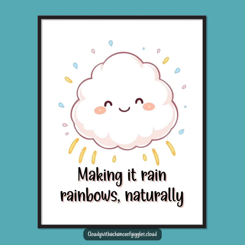 Free Printable Cloud Wall Art: Rainbow Raindrops Downloadable Art for Whimsical Decor