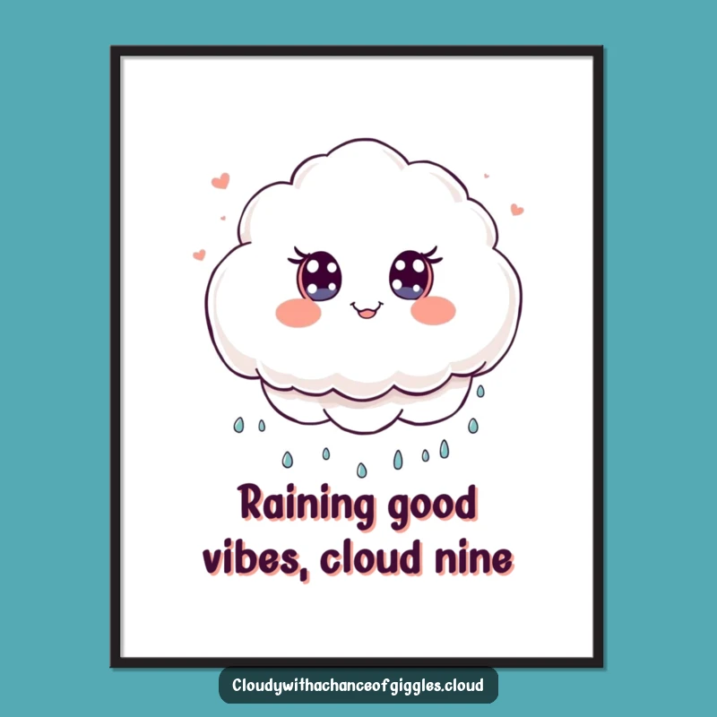 Free Printable Wall Art: Smiling Cloud's Joyful Rain - Whimsical Downloadable